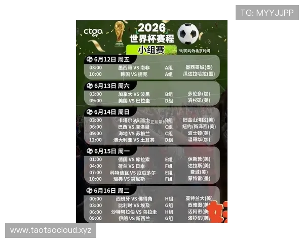 2026世界杯小组赛赛程怎么安排